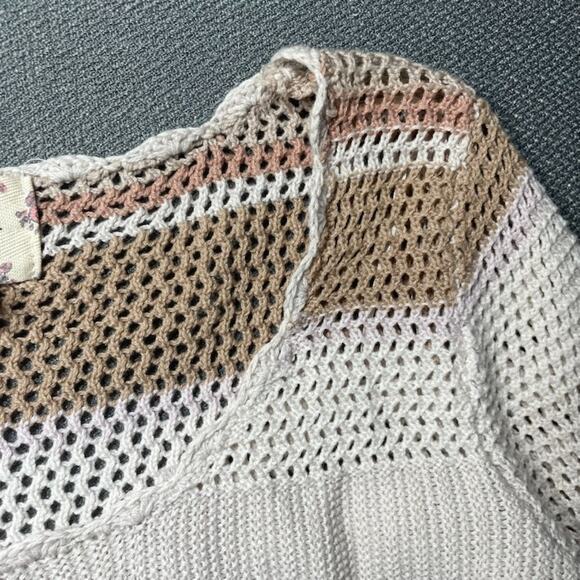 Hippie Rose Cropped Crochet Scallop Bell Sleeve Sweater M Boho Y2K Cottagecore - Picture 9 of 11